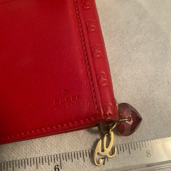 GUCCI Red Leather GUCCI stamped logo Billfold - Picture 2 of 9